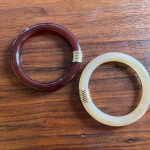 Pair of vintage 1970’s lucite and twisted wire bracelets bangles